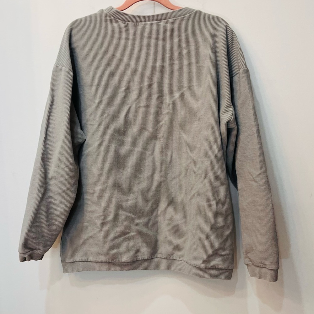 Katydid DOG MOM CORDED CREW SWEATSHIRT gray  sz Medium - Picture 5 of 7